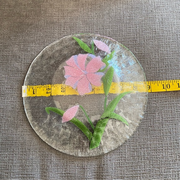 Vintage Signed Sydenstricker Hibiscus Floral Fused Glass Plate USA Appx 8.5” - Picture 5 of 5
